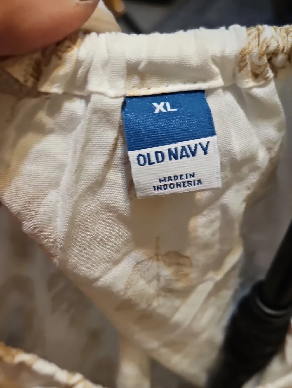 Old Navy Cream Peasant Blouse with Beige Leaf Print